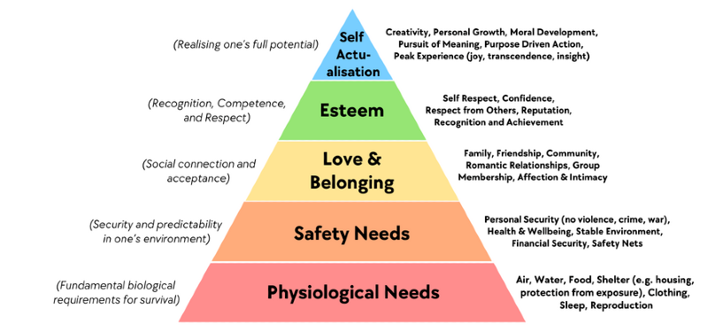 Maslow's Hierarchy of Needs (credit: Wikipedia)